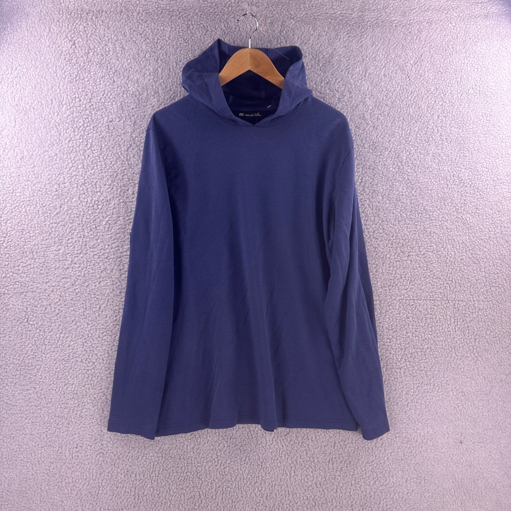 TravisMathew Mens XL Navy Blue Long Sleeve Cloud Hooded Tee Pullover Hoodie Soft